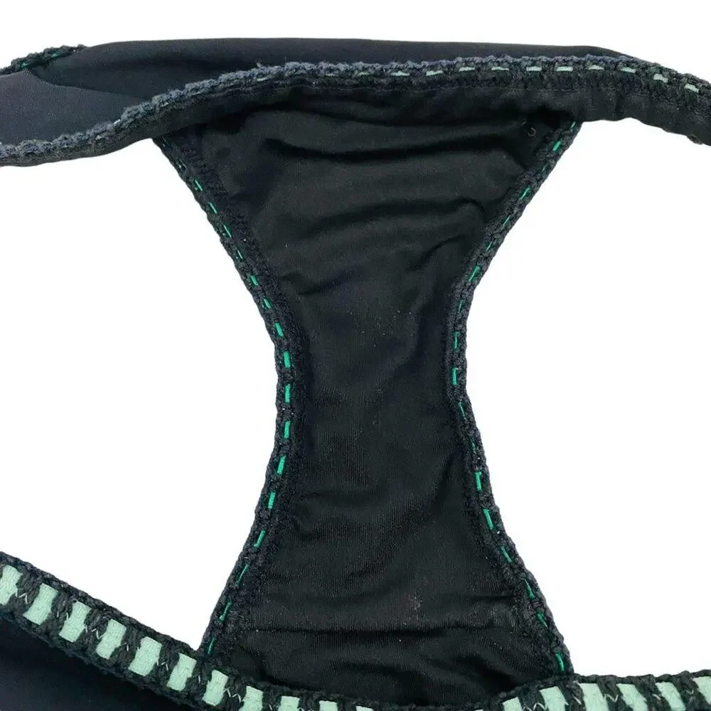 Victoria's Secret Black Bikini Swim Bottom Colorful Crochet Trim Size Medium